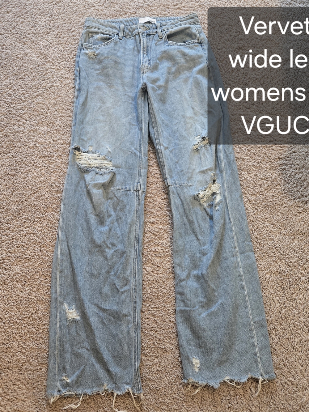 VERVET BY FLYING MONKEY Light Blue Distressed Wide-Leg Jeans
